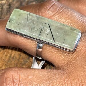 Moss Prehnite Ring Size 9